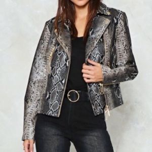 Nasty Gal “wild & free” snakeskin moto jacket